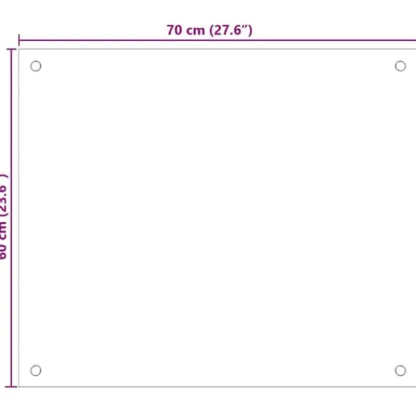 Hærdet glas stænkplade 70x60 cm | Farve: Hvid | Varmebestandig og ridsefast Clearance