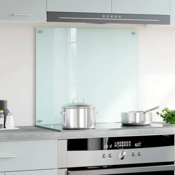 Hærdet glas stænkplade 70x60 cm | Farve: Hvid | Varmebestandig og ridsefast Clearance
