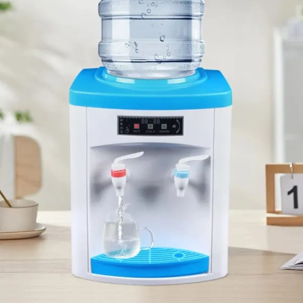 Vandkølere>HS-02 vanddispenser, kold & varm, aftagelig universalholder, til 5–18 L dunk, hvid