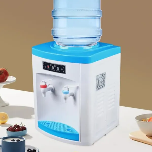 Vandkølere>HS-02 vanddispenser, kold & varm, aftagelig universalholder, til 5–18 L dunk, hvid
