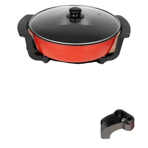 Husholdnings Hot Pot, 5-niveau Temperaturkontrol, Non-Stick Belægning,Rød Best
