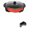 Husholdnings Hot Pot, 5-niveau Temperaturkontrol, Non-Stick Belægning,Rød