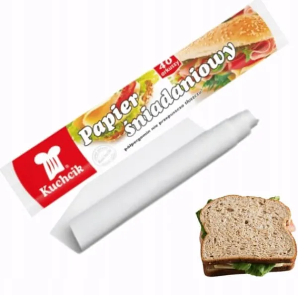 Madfolie>Hvidt morgenmadspapir på rulle, 40 ark Kuchcik