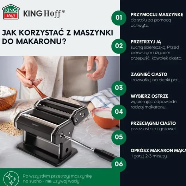 Pastamaskiner>2-i-1 dej- og pastamaskine, sort, KINGHOFF KH-1927