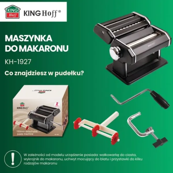Pastamaskiner>2-i-1 dej- og pastamaskine, sort, KINGHOFF KH-1927