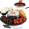 2-i-1 Elektrisk Fondue & Smores Maker Sæt – Smelt Chokolade, Indendørs Sæt med 4 Grillpinde & Aftagelige Bakker Online