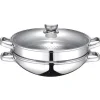 2-i-1 wok - BAUMALU - Alle kogeplader inklusive induktion - Glaslåg - 32 cm Sale