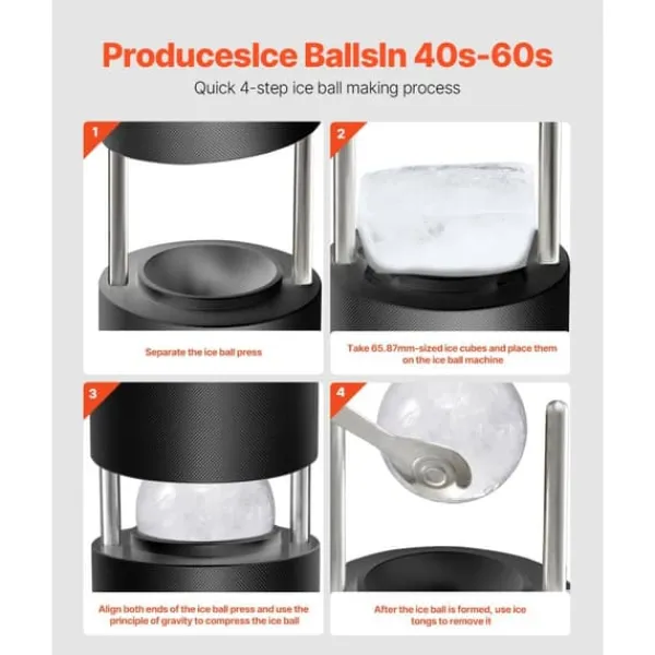 Barudstyrssæt>Ice Ball Press Kit, 2,4/60 mm, Klar Kugle, Whisky Isbold Medfollower, Perfekt til Spirits, Cocktailer og Fest.