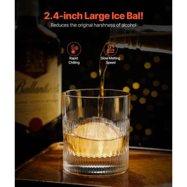 Barudstyrssæt>Ice Ball Press Kit, 2,4/60 mm, Klar Kugle, Whisky Isbold Medfollower, Perfekt til Spirits, Cocktailer og Fest.
