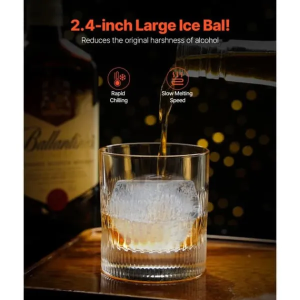 Barudstyrssæt>Ice Diamond Press 2,4 Iskuglemaskine, Diamant Is Presse Sæt til Whisky, Perfekt til Cocktails, Professionel Kvalitet.