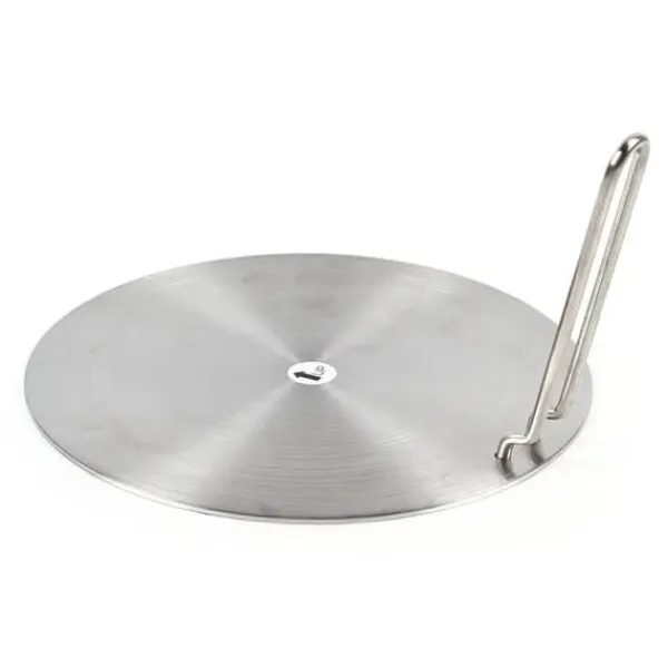 Portable Komfurer>Induktionsadapterplade - Varmefordeler - Rustfrit stål - Aftageligt håndtag - 24 cm - Universal - Sølv