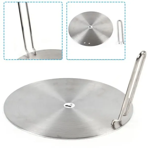 Portable Komfurer>Induktionsadapterplade - Varmefordeler - Rustfrit stål - Aftageligt håndtag - 24 cm - Universal - Sølv