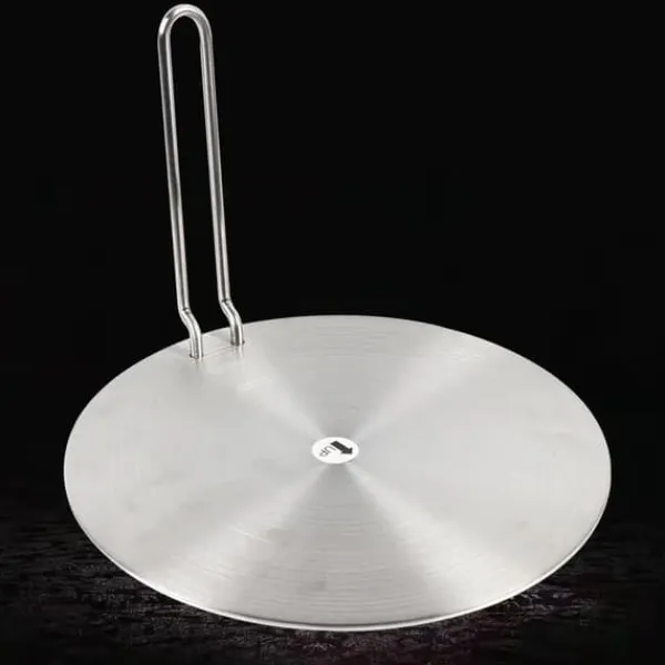 Portable Komfurer>Induktionsadapterplade - Varmefordeler - Rustfrit stål - Aftageligt håndtag - 24 cm - Universal - Sølv