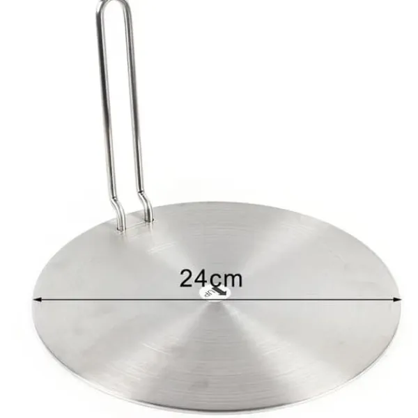 Portable Komfurer>Induktionsadapterplade - Varmefordeler - Rustfrit stål - Aftageligt håndtag - 24 cm - Universal - Sølv