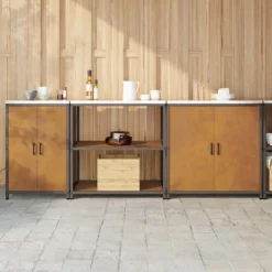 Industrielt køkkenopbevaringssæt med hylder - 3 pcs | Størrelse: 240x50x92 cm | Farve: Rusten Best