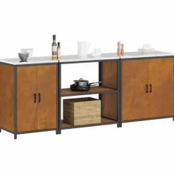 Industrielt køkkenopbevaringssæt med hylder - 3 pcs | Størrelse: 240x50x92 cm | Farve: Rusten Best