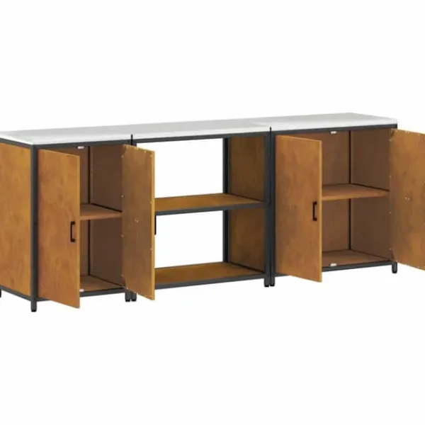 Industrielt køkkenopbevaringssæt med hylder - 3 pcs | Størrelse: 240x50x92 cm | Farve: Rusten Best