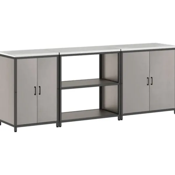 Industrielt køkkenopbevaringssæt med hylder - 3 pcs | Størrelse: 240x50x92 cm | Farve: Rusten Best