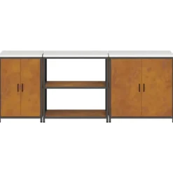 Industrielt køkkenopbevaringssæt med hylder - 3 pcs | Størrelse: 240x50x92 cm | Farve: Rusten Best