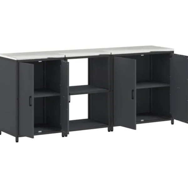 Monteringsfärdiga Kök & Pentryn>Industrielt køkkenopbevaringssæt med hylde - 3 dele | Farve: Antracit | Størrelse: 210x50x92 cm