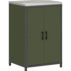 Industrielt køkkenopbevaringssæt med dør - 3 pcs | Farve: Oliven grøn | Størrelse: 210 x 50 x 92 cm Discount