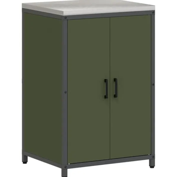 Industrielt køkkenopbevaringssæt med dør - 3 pcs | Farve: Oliven grøn | Størrelse: 210 x 50 x 92 cm Discount
