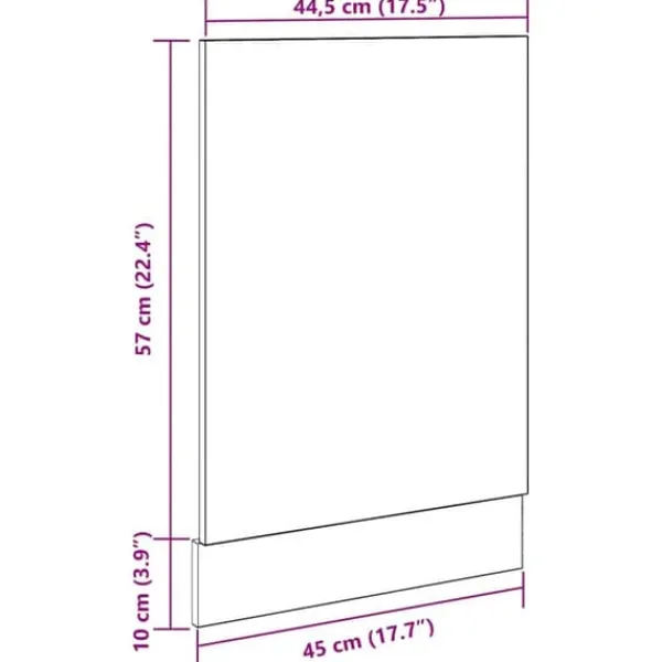 Integreret opvaskemaskinepanel "Lyon" - Konstruktion i træ | Størrelse: 45x3x67 cm Hot