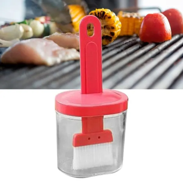 Integreret silikoneolieflaskebørste Olivenoliedispenserflaske med silikonebørste til madlavning Bagning Grill Syltning Pink Outlet