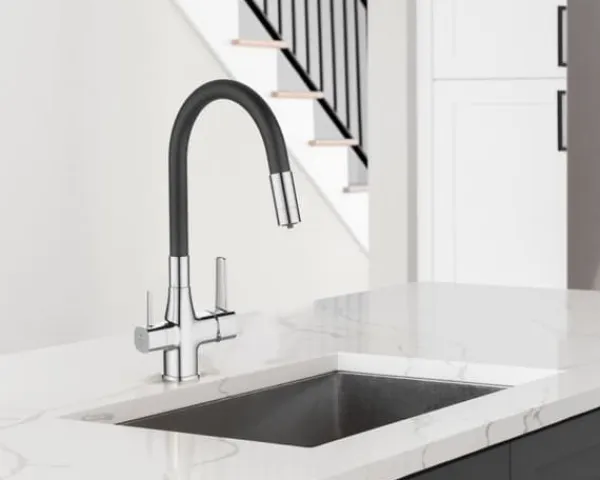 Vandfiltre>Invena GLAMOUR køkken- og håndvaskarmatur med kulfilter, krom/sort