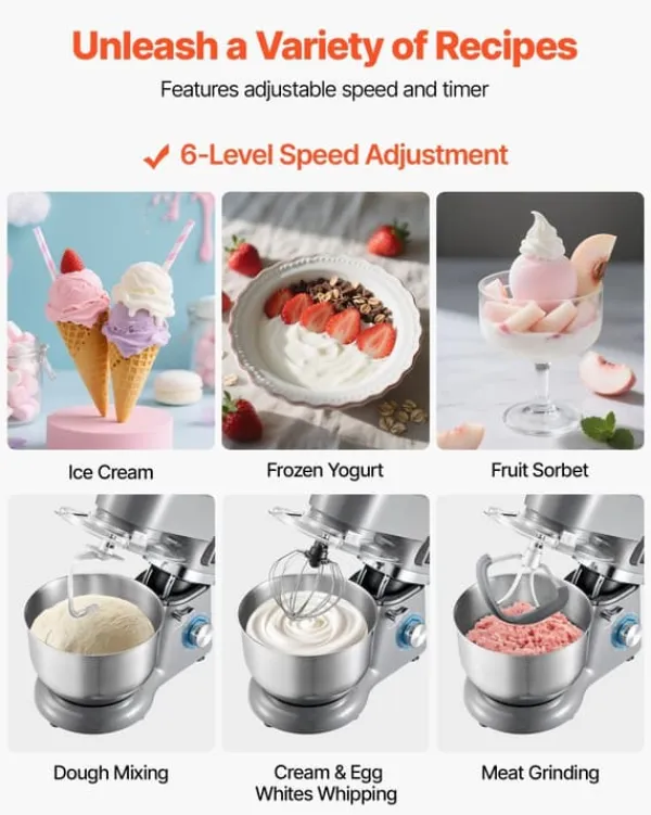 Ismaskine>Ismaskine - Elektrisk - Kapacitet 1,7 l - LED Display & Timer - 6 Hastigheder - Til Sorbet, Gelato, Frossen Yoghurt - Grå