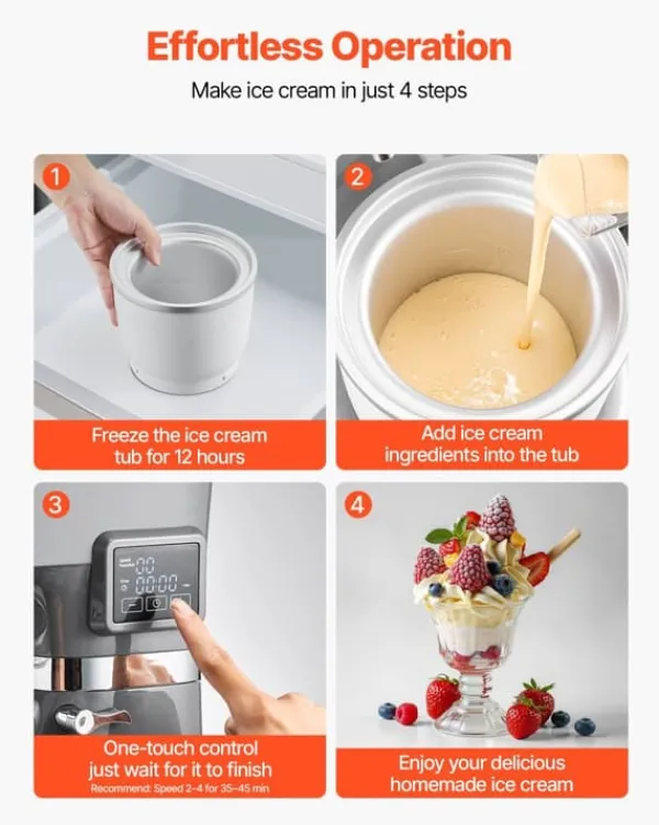 Ismaskine>Ismaskine - Elektrisk - Kapacitet 1,7 l - LED Display & Timer - 6 Hastigheder - Til Sorbet, Gelato, Frossen Yoghurt - Grå