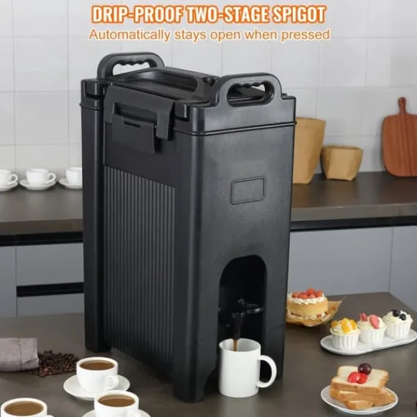 Drikkevareautomater>Isoleret 5 gallons drikkevaredispenser, fødevaregodkendt LDPE, til varme/kolde drikkevarer. Termisk køler med to-trins vandhane.