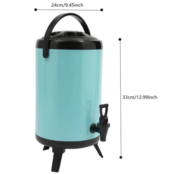 Drikkevareautomater>Isoleret drikkebeholder - Drikkedispenser med hane - Rustfrit stål 201 - Til varm & kold - 10 l (ca. 8 l) - 24×33 cm - Himmelblå