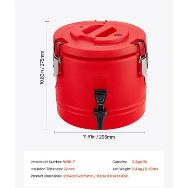 Drikkevareautomater>Isoleret Drikkevaredispenser, Kølekande 2,2 Gal/8L, Til Varme og Kolde Drikke
