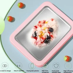 Ismaskine>Isrullemaskine med 2 spatler, pande, isrullemaskinesæt, mini fryseforme til børn, så de nemt kan lave isruller til hjemmelavet flødeskum, frossen yog | CDON