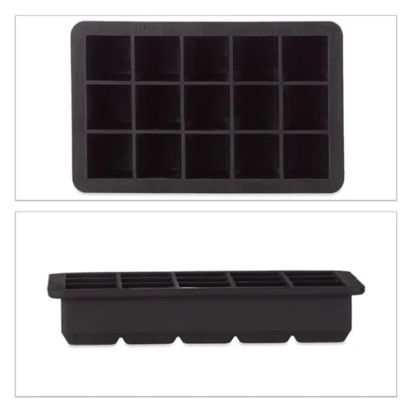 Isforme>Isterningebakke, silikone, 3x15x9,5 cm, sort