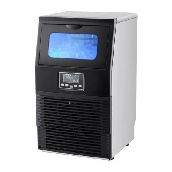 Isproducenter>Isterningemaskine - Professionel Fritstående - 40,8 kg/døgn - 5,4 kg Isbeholder - 32 Isterninger/Cyklus - LED-Display - Selvrensende - Rustfrit Stål | CDON