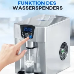 Isterningmaskine 12 kg/24 t, 9 isterninger på 6–10 min, 2 L tank, LCD, sølv Outlet