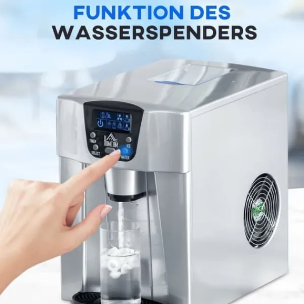 Isterningmaskine 12 kg/24 t, 9 isterninger på 6–10 min, 2 L tank, LCD, sølv Outlet