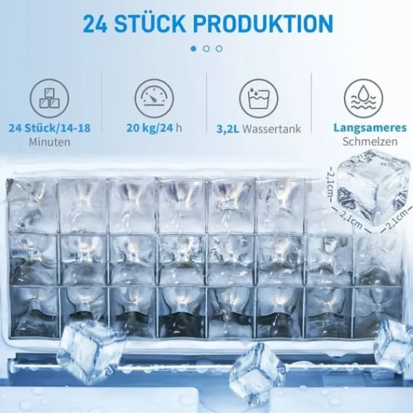 Isterningmaskine 20 kg/24 t, 2,3 L, 3,2 L tank, auto-rens, rustfri, 25,2×36×37,1 cm Best