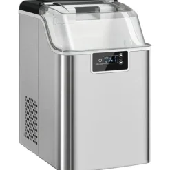 Isproducenter>Isterningmaskine med dispenser – 20 kg/24 timer, 2,1 L vandtank, sølv