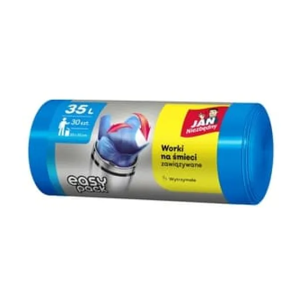 Skraldeposer>Jan Niezbędny Easy-pack affaldsposer med binding, blå, 35L, 30 stk.