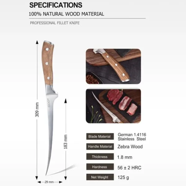 Køkkenknive>Japanskniv Japansk filetkniv, stål, 18,3 cm