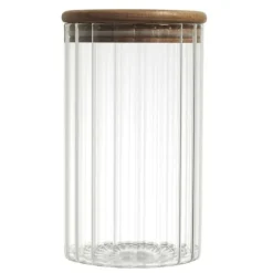 Opbevaringsdåser>JAR 700 ml ribbet TRÆLÅG til opbevaring