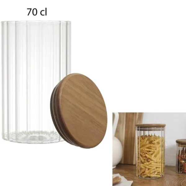 Opbevaringsdåser>JAR 700 ml ribbet TRÆLÅG til opbevaring