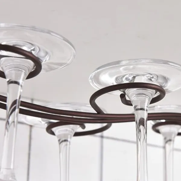 Vinflaskeholdere>Jern Hængende 6 Flasker Vinkop Rack Glasholder Display Hylde Organizer