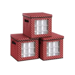 Opbevaringsæsker Til Hjemmet>Julekugleopbevaringsæsker, røde, 30,5 x 30,5 x 30,5 cm