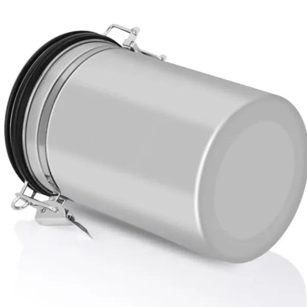 Kaffebeholder Stor Lufttæt Rustfrit Stål Sort Køkkenopbevaringsbeholder (Sølv 1,8L) New