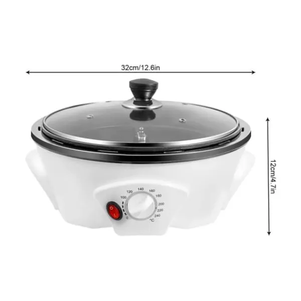Kaffebønnerister - Elektrisk Ristemaskine - 1200W - 220–240V - 500 g Kapacitet - PP & Glas - Til Kaffe/Nødder - Hvid Outlet