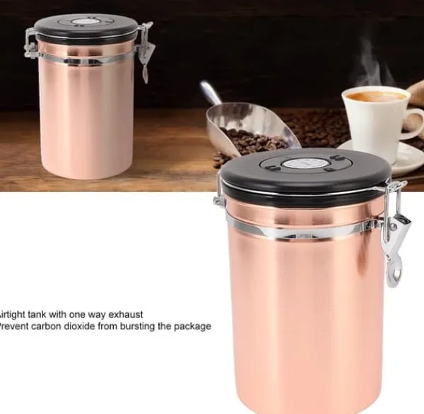 Kaffekande, lufttæt kaffeopbevaringskrukke, aromaterapikrukke i rustfrit stål, kaffekande, vakuumkande, kaffebønnepulver, te, nødder, kakao (1,8 l) Online